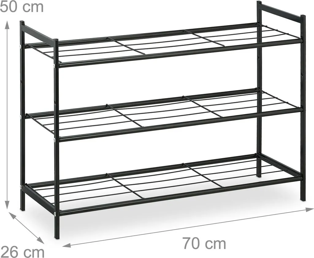 Étagère chaussures 3 étagères extensible et empilable structure acier