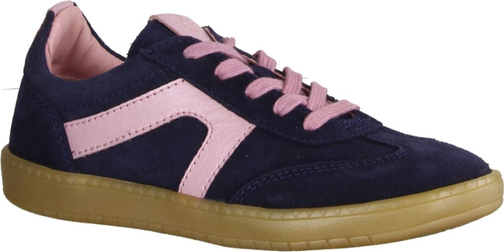 Ricosta London 5075001001 Mädchen, Sneaker, Schnürschuhe, Leder, Nautic/Rosa - Kinderschuhe Teens Mädchen Gr. 25 - 42, Blau, leder (velour)