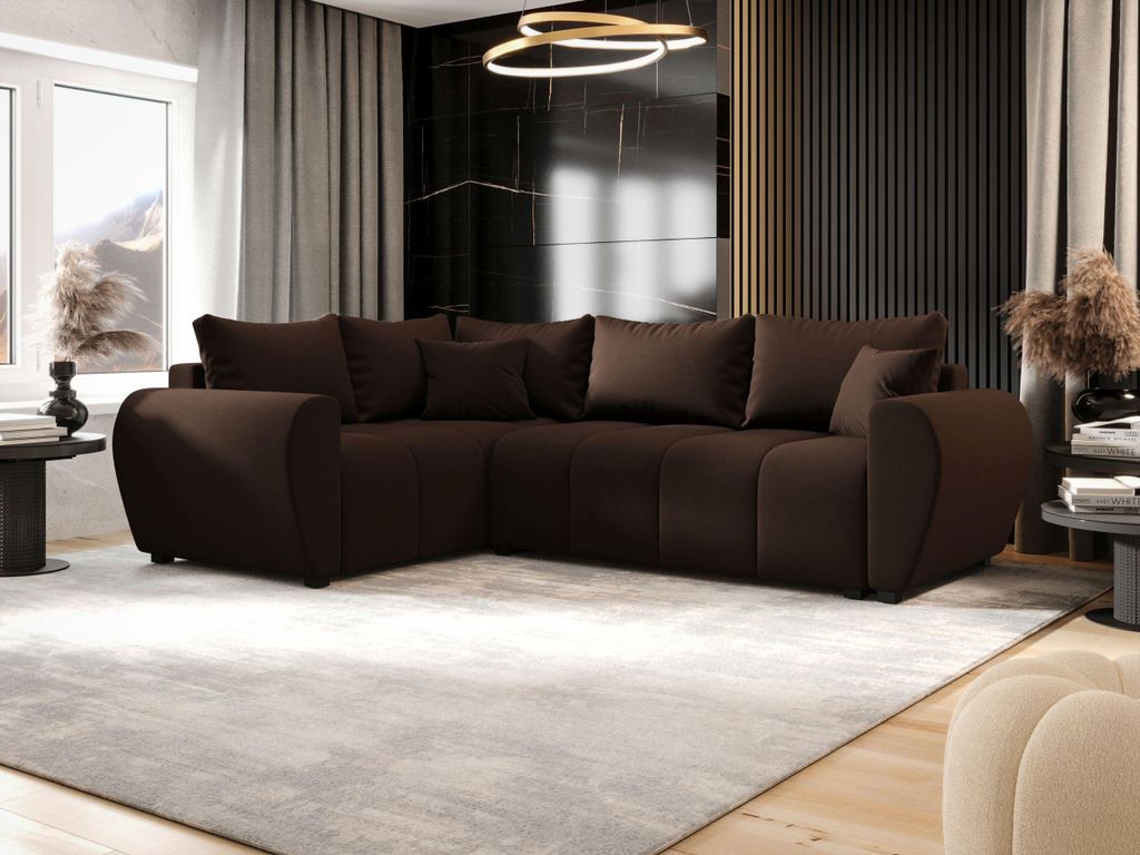 BEDANTE ECKSOFA MOLISA L PLUS Cosmic 800 Links Braun mit Schlaffunktion L-Form Sofa mit Stauraum Bettkasten Wohnzimmersofa Couch Sofa Bettsofa Bett...