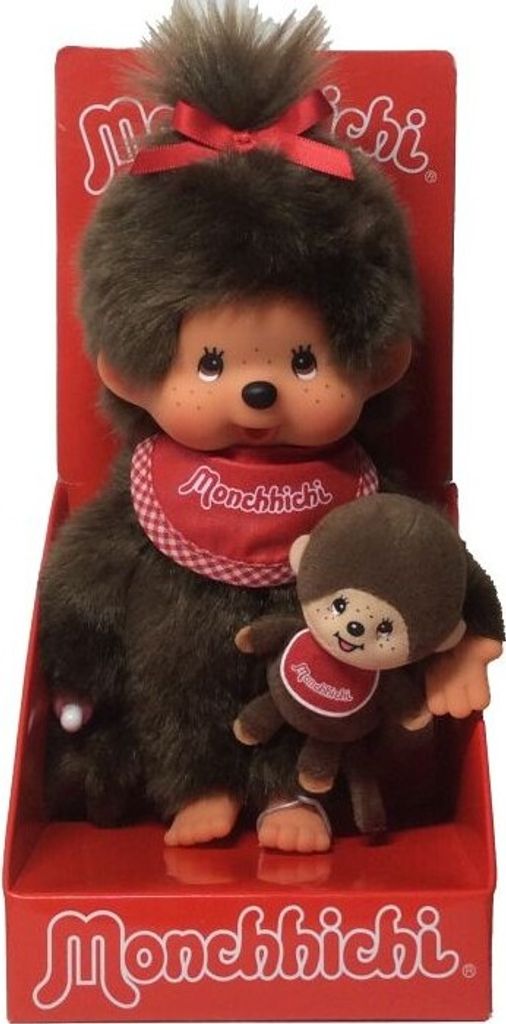 Monchhichi plyšová figurka dívky s mini červenou/hnědou Obrázek produktu 