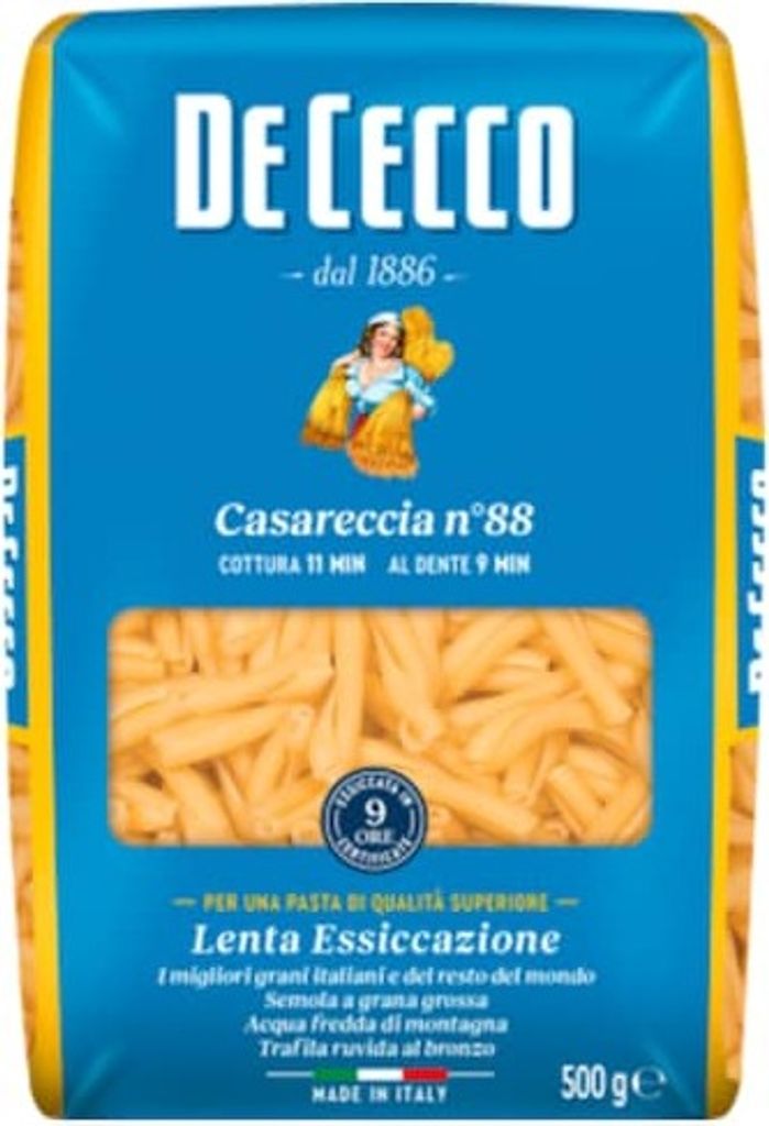 A package of De Cecco Casareccia No. 88 pasta.