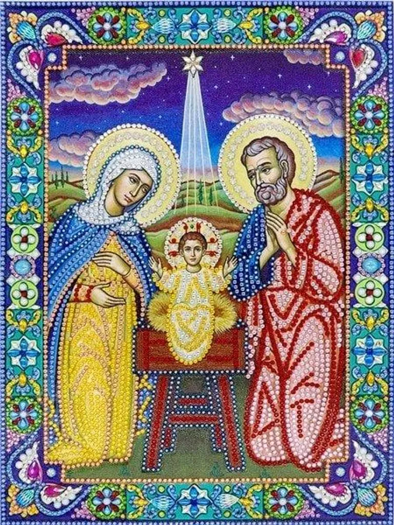 Kit broderie de diamants Enfant Jésus 30x40 cm - Cadeau DIY et détente