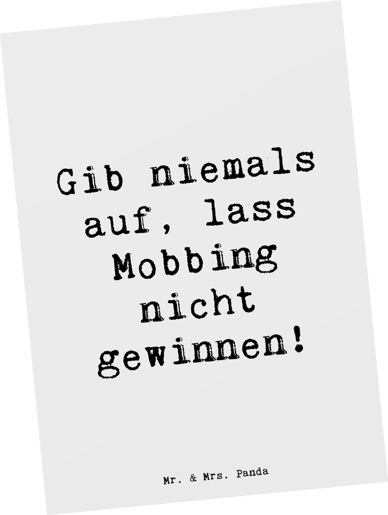 Mr. & Mrs. Panda Grußkarte Spruch Mobbing bewältigen - Weiß - Geschenk, Lächeln, Kunstkarten, Zuversicht, Hoffnung, Aufmunterung, Postkarten, F...