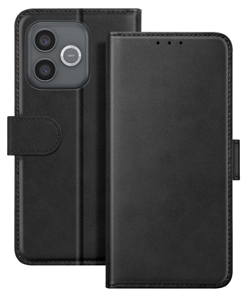Avizar, Lederoptik Etui mit Kartenfach und Standfunktion Honor 600 Lite, Schwarz