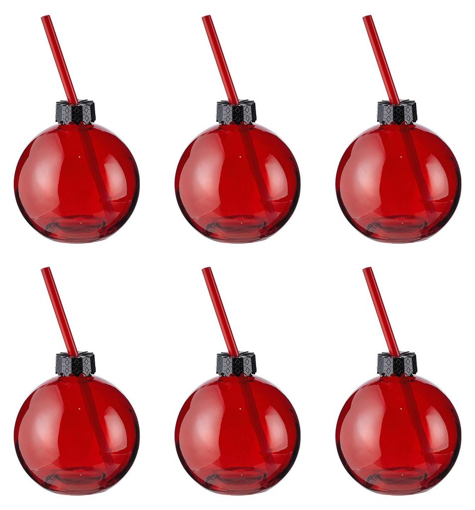 BUTLERS Kugel SANTA'S BUBBLE m.Trinkhalm 6er-Set Produktbild 
