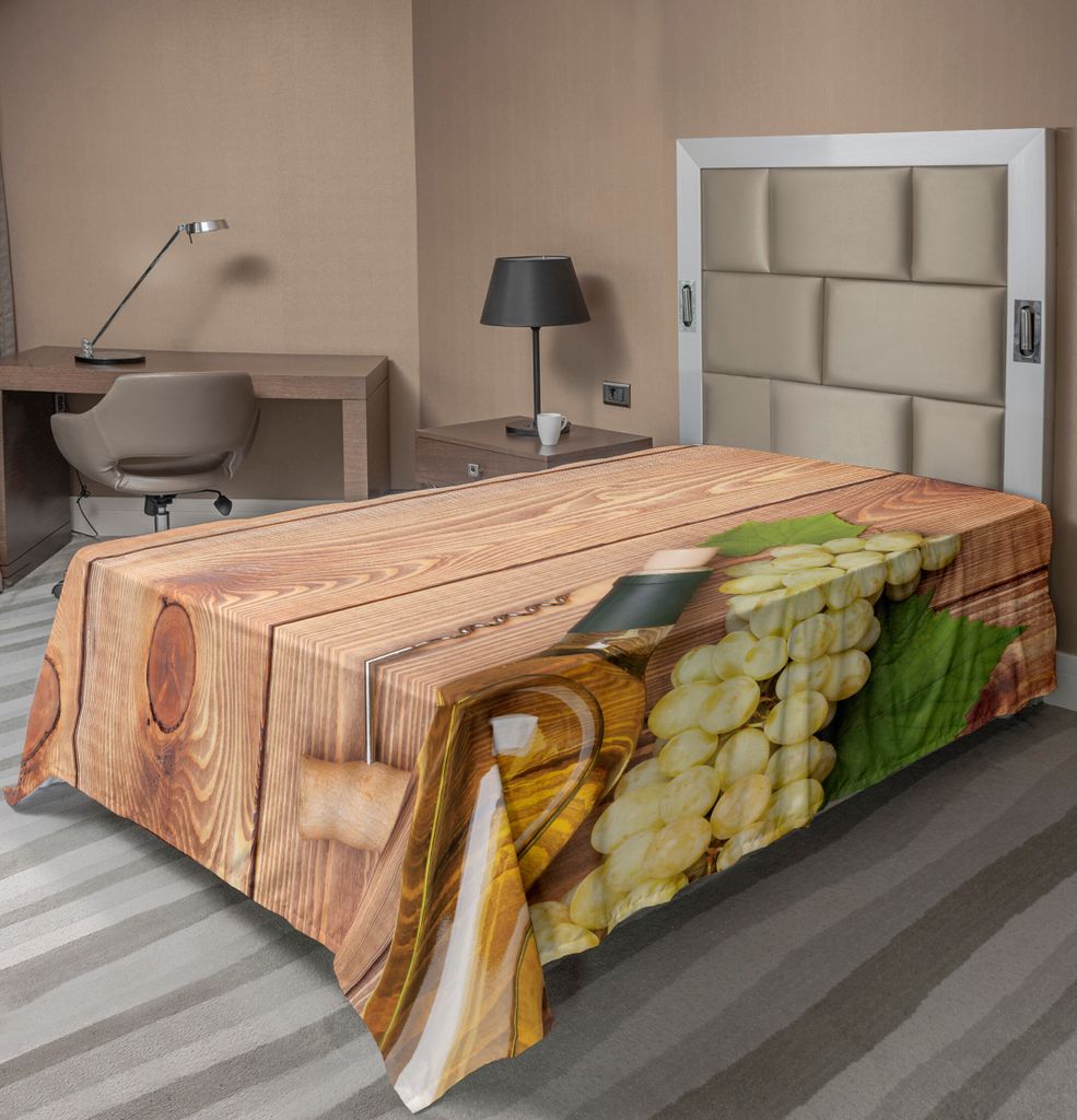 ABAKUHAUS Weingut Bettlaken, Weinflasche Und Weintraube Auf Holztisch Hintergrund Romantisches Italienisches Abendessen, weiches bequemes oberes Be...