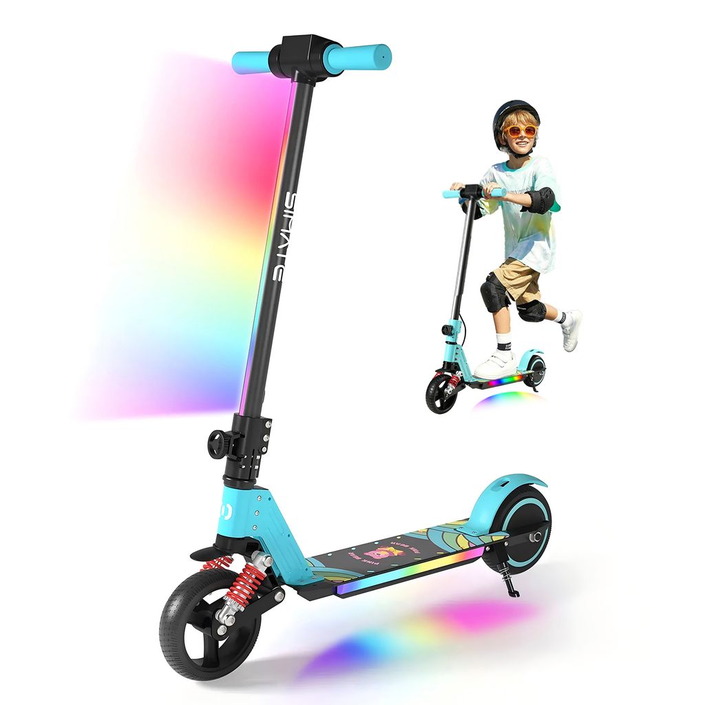Elektroscooter Kinder 130W Motor 14Km/h Elektroroller LCD-Display E Scooter Für Kinder Und Jugendliche Bis 70kg Klappbar E Roller- Himmelblau