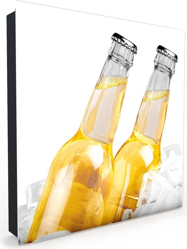 Nachbildung-Schlüsselkasten, Magnetpinnwand und Memoboard mit Glasfront Motiv Zwei Flaschen Bier