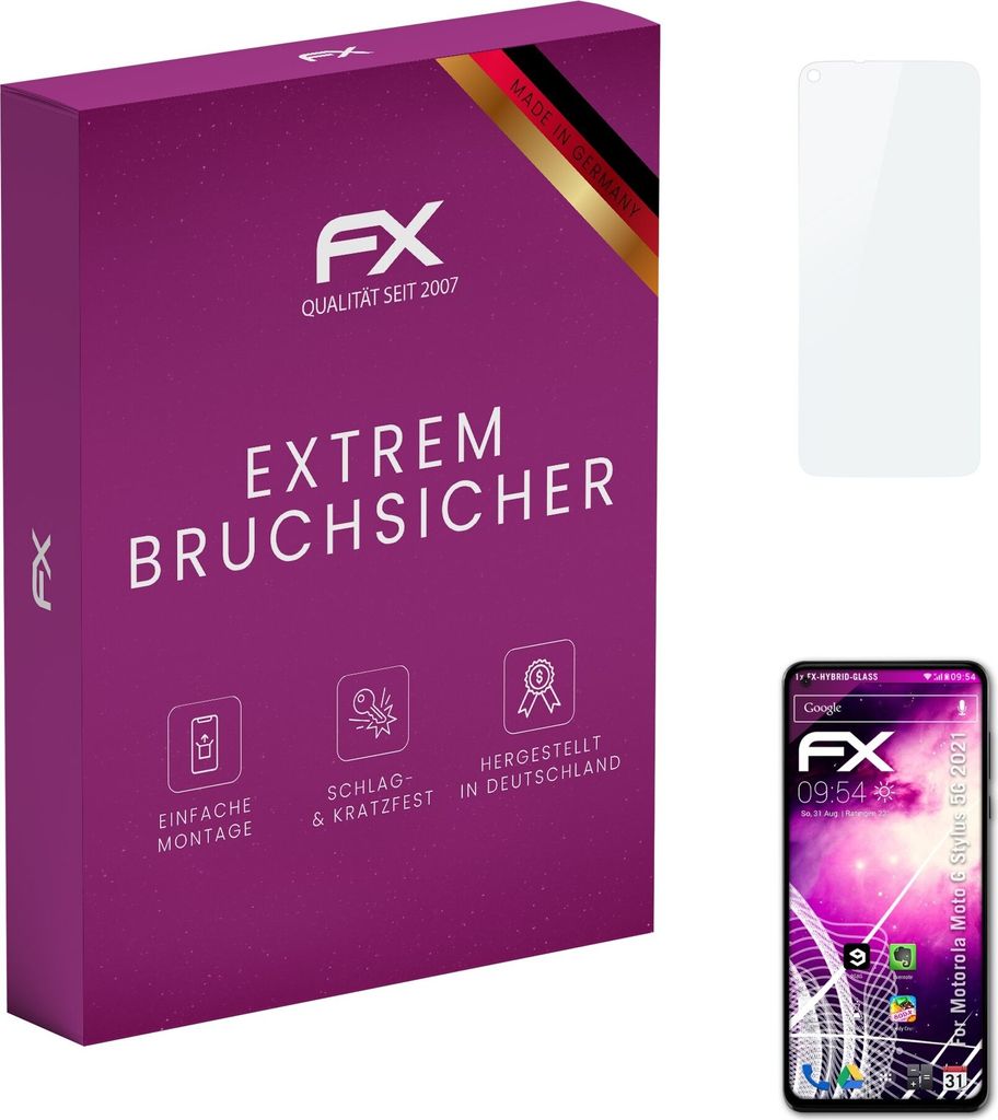 atFoliX FX-Hybrid-Glass Displayfolie kompatibel mit Motorola Moto G Stylus 5G (2021) Glasfolie