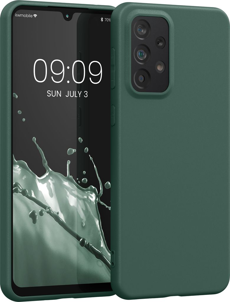 kwmobile Hülle kompatibel mit Samsung Galaxy A33 5G Hülle - weiches TPU Silikon Case - Cover geeignet für kabelloses Laden - Tannengrün