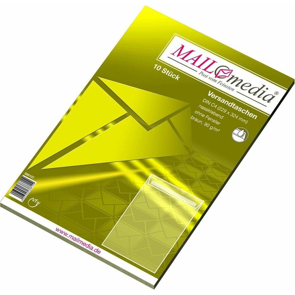Versandtaschen C4 90g/qm gummiert braun VE=10 Stück Produktbild 