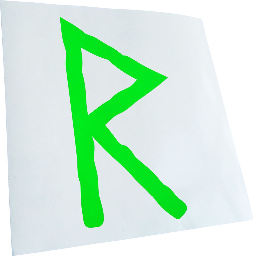 Kiwistar - Autoaufkleber - Futhark RAIDHO Rune - Neon Matt - Aufkleber für Auto Kfz Fahrrad, LKW, Truck Mofa