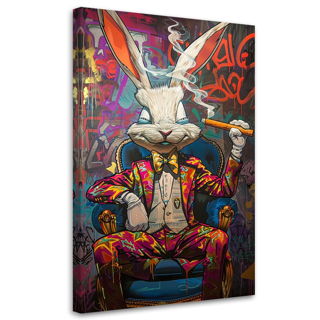 Leinwandbild Kaninchen-Boss KI 70x100 Feeby Bunt bild für Produktbild 