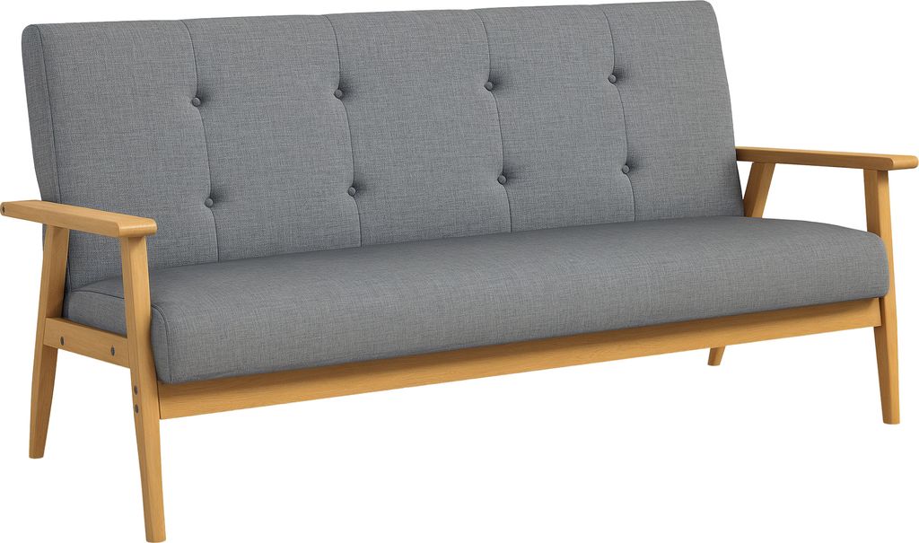 HOMCOM 3-Sitzer Sofa, Couch mit Armlehnen, Rückenkissen, Wohnzimmersofa mit Leinenoptik, Polstersofa für Wohnzimmer, Schlafzimmer 154,5 x 69,5 x ...