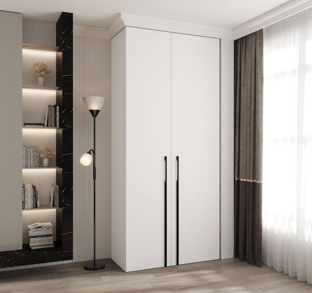 Kleiderschrank mit Regalböden 110/40 LORENA 3 - weiß/schwarz