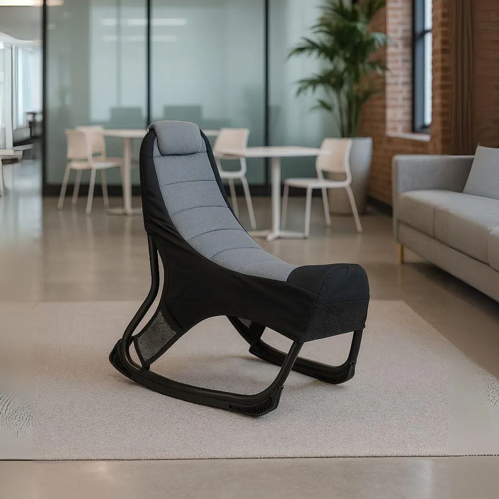Sedia Gaming per Ragazzi Rocky Base Curva Tessuto Grigio e Nero