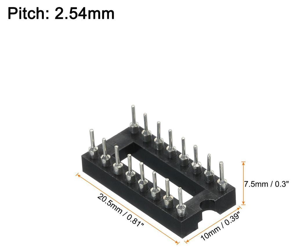 24 Stš¹ck DIP IC Sockel, 16-Pin Dip-IC-Buchsen 2.54 mm Pitch Sockel Adapter L?tanschluss fš¹r Breadboard Projekt, PCB Platinen Design, Schwarz