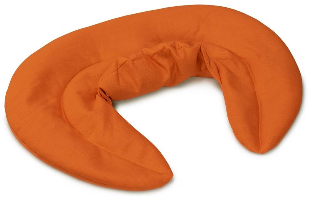 Nackenhörnchen mit Stehkragen - Lein + Lavendel - Nackenkissen Aroma Wärmekissen mit Lavendelblüten orange