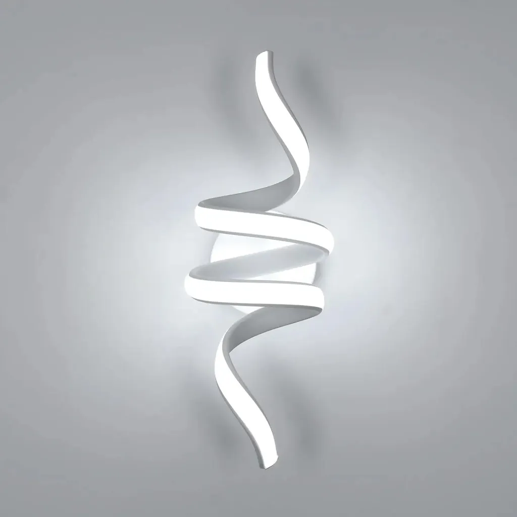 Lampe murale LED design spirale blanche en aluminium pour salon