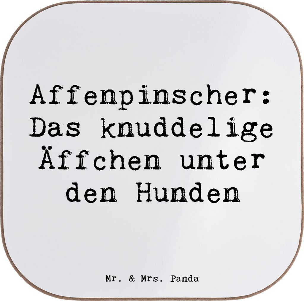 Mr. & Mrs. Panda Untersetzer für Gläser Spruch Affenpinscher Äffchen - Weiß - Geschenk, Hunde, Holzuntersetzer, Hunderasse, Hundeliebhaber, leb...