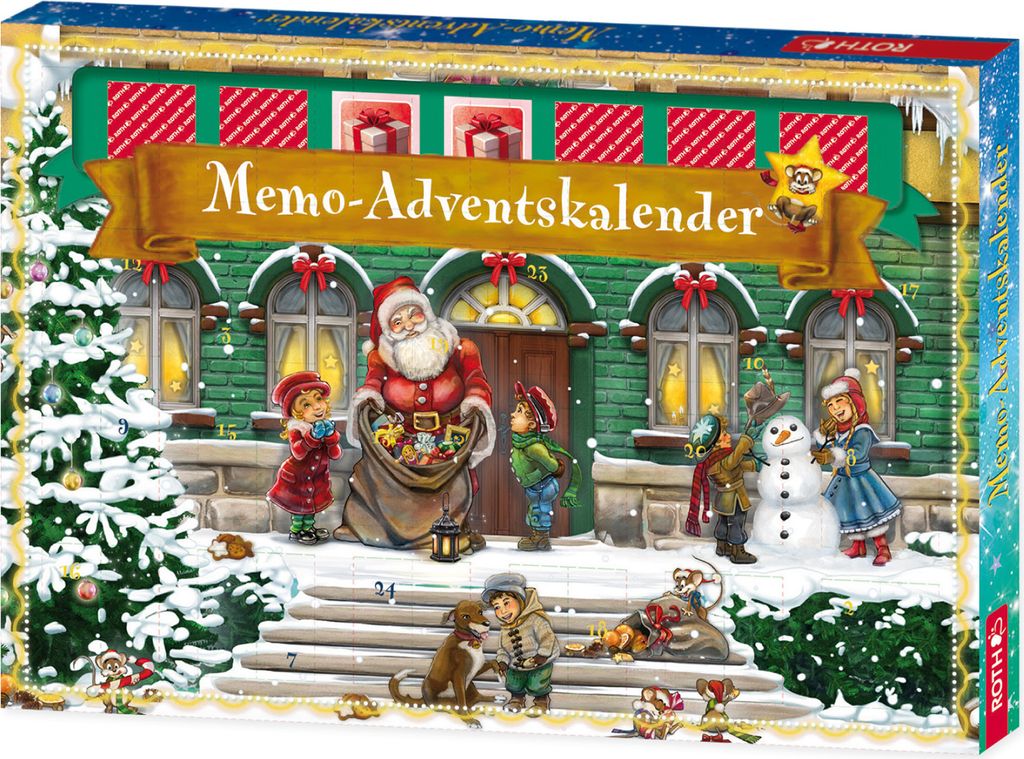 ROTH Memo-Adventskalender für Kinder, Gedächtnis-Spiel für die Adventszeit, 35 Kartenpaare mit verschiedenen Motiven