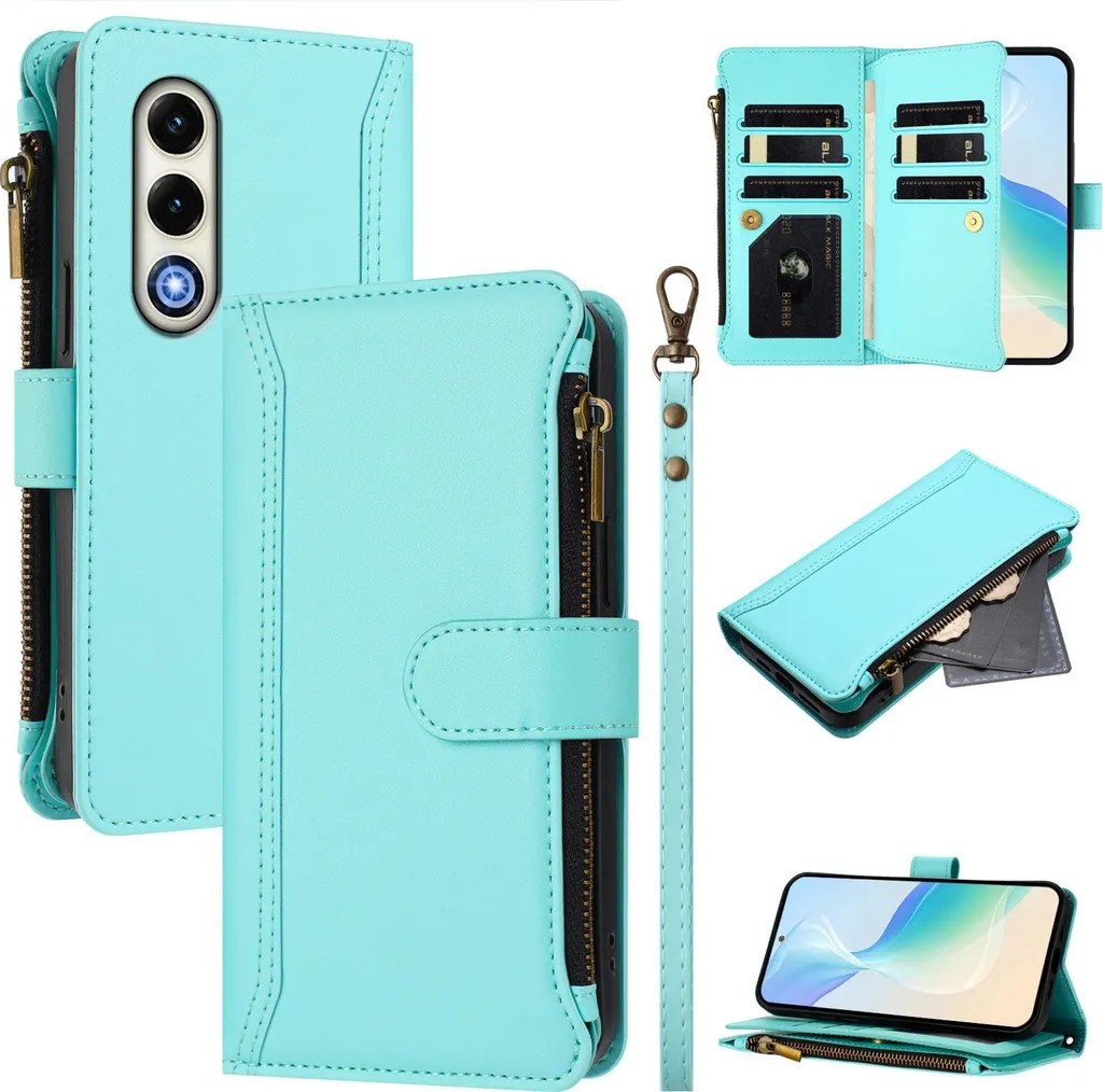 Custodia Business Itel S25 Verde Menta: Portafoglio in Pelle PU e Zip