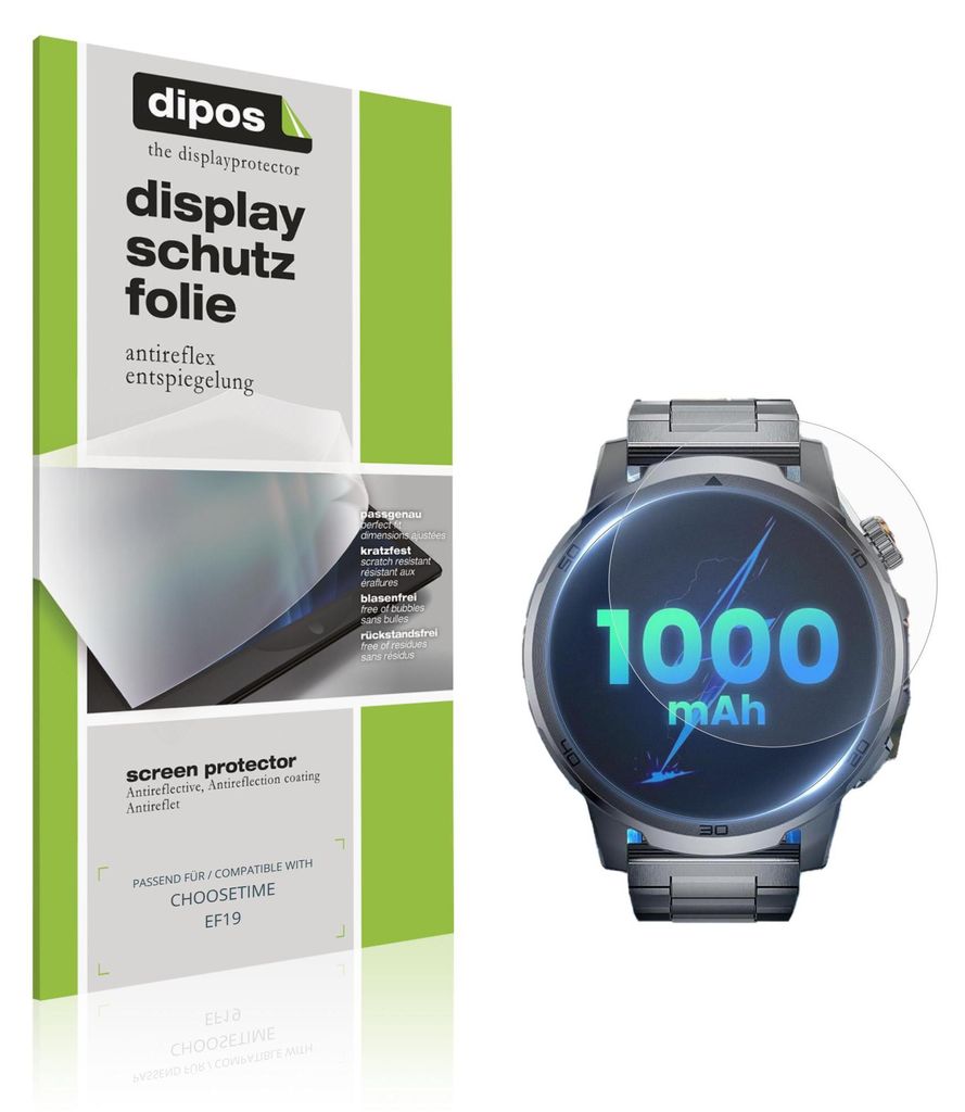 6x Schutzfolie für CHOOSETIME EF19 matt Displayschutzfolie Folie Display Schutz dipos