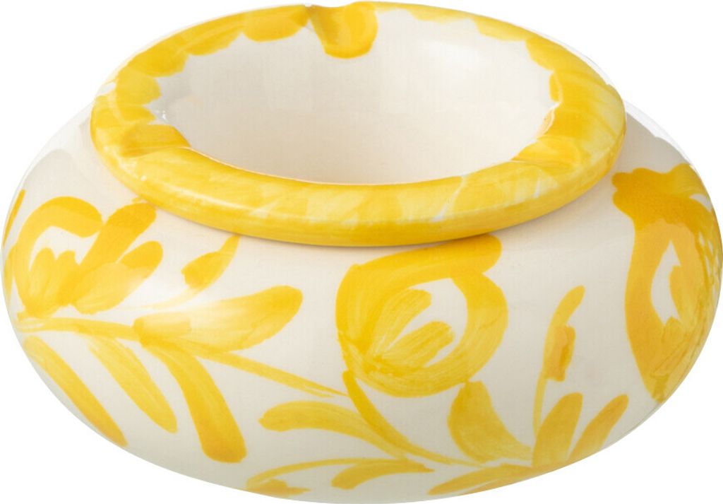 J-Line J-Line Aschenbecher Granada – Keramik – Weiß/Gelb – Klein