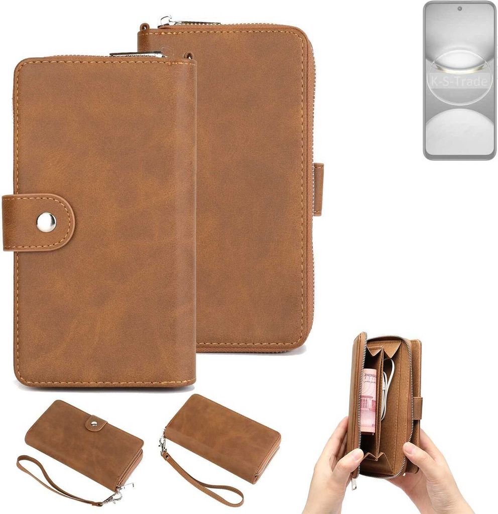 K-S-Trade Handyhülle Schutzhülle kompatibel mit Tecno Spark 30 & Portemonnee Tasche Handytasche Case Etui Geldbörse Wallet braun (1x)