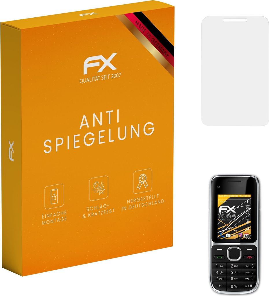 atFoliX FX-Antireflex 3x Schutzfolie kompatibel mit Nokia C2-01 Displayfolie