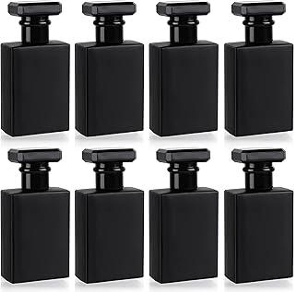 Belle Vous 8er Pack Schwarzer Parfümzerstäuber Nachfüllbar - 30 ml Quadratische Glas Parfüm Sprühflasche & Gold Parfüm Zerstäuber - Tragbare...