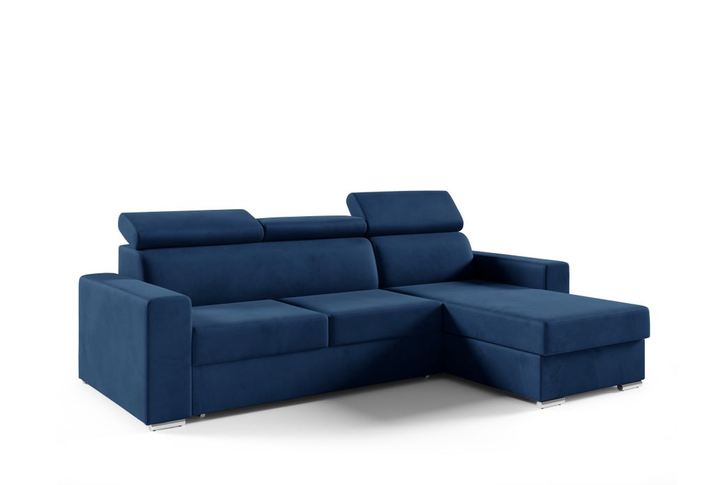 Ecksofa in L-Form NELA, L-förmige Eckcouch mit Schlaffunktion, ausziehbares Sofa, 1 Bettzeugbehälter, verstellbare Kopfstützen, (Monolith 77)