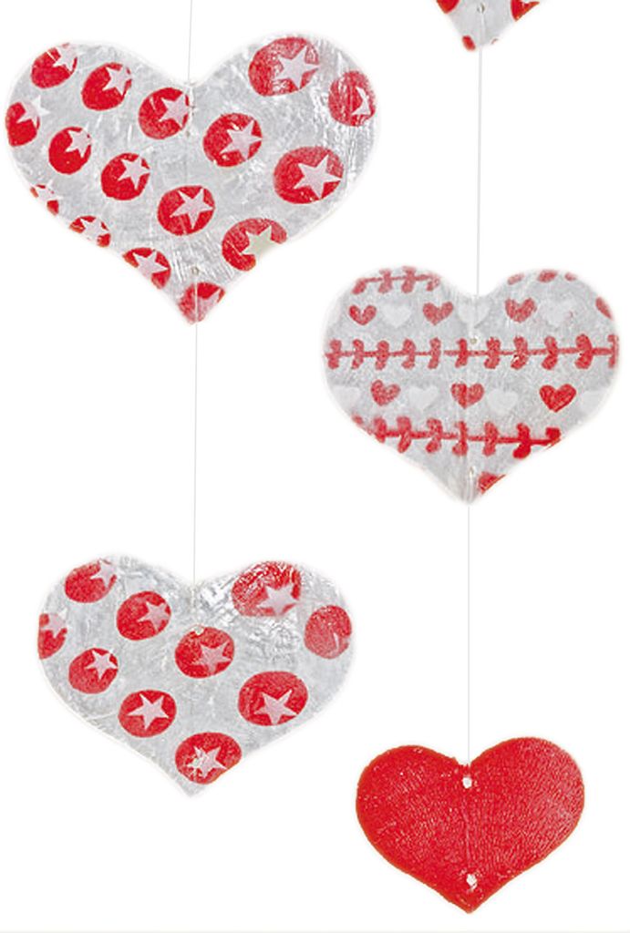 2er Set Girlande Capiz rot rosa Herz Fenster-Deko Herz Wohndeko Set dekorative Kette
