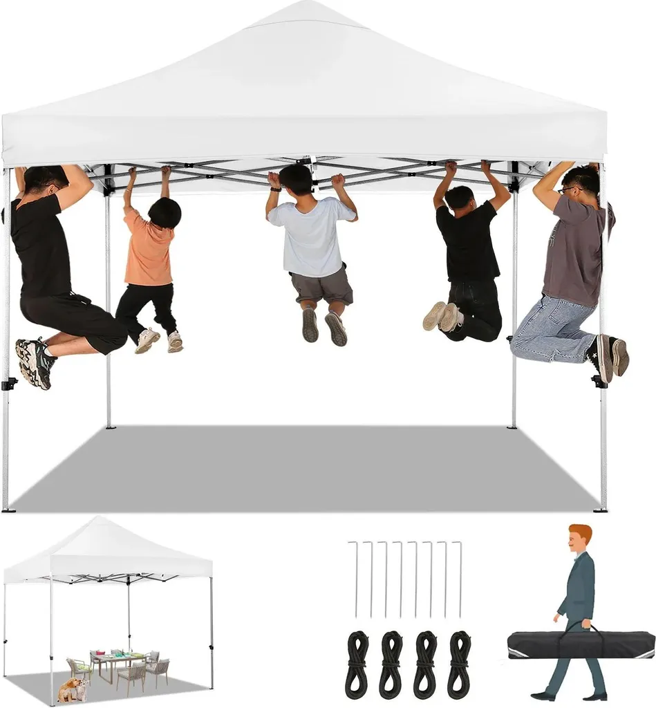 Abri de terrasse pop-up 3x3m imperméable contre la pluie et le soleil