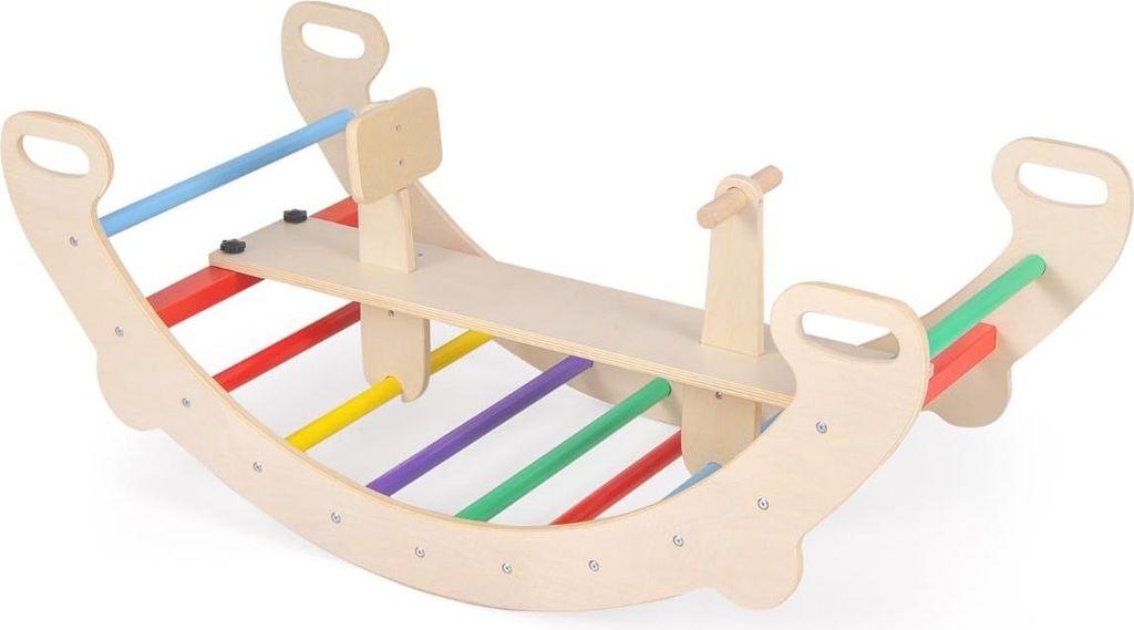 4-in-1 Kletterspielzeug aus Holz - Wippe, Bogen, Tunnel