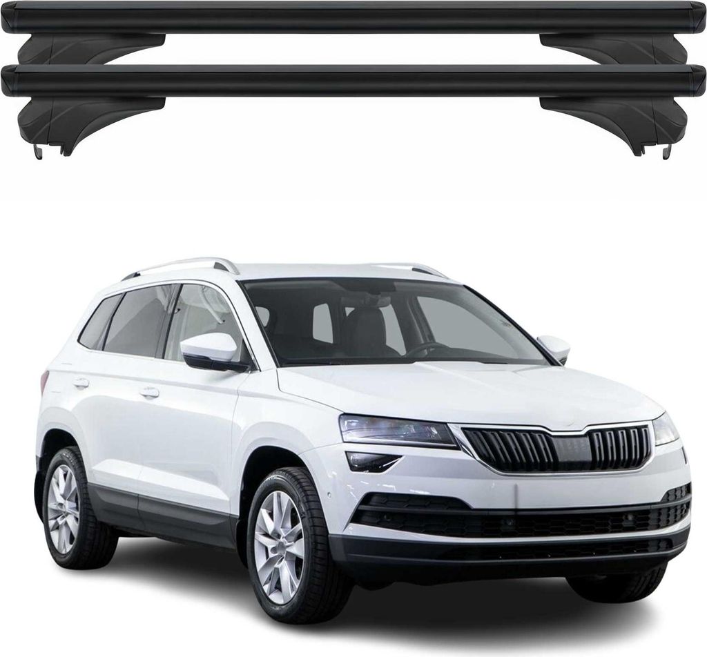 Menabo Dachträger Grundtäger für Skoda Karoq 2018-2025 Aluminium Schwarz 2 tlg
