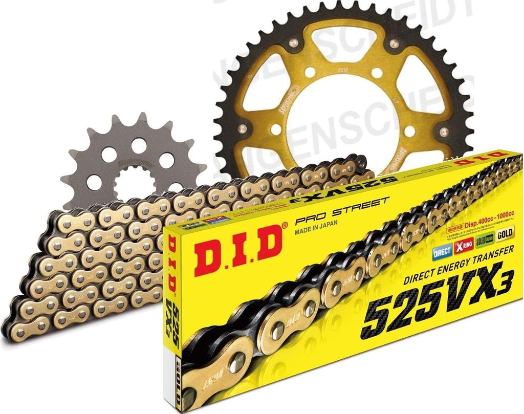 DID Kit Stealth (gold) Kompatibel mit TRIUMPH Tiger 800 / ABS 11-15 16-50-122 DID525VX3(G&B) Endlos