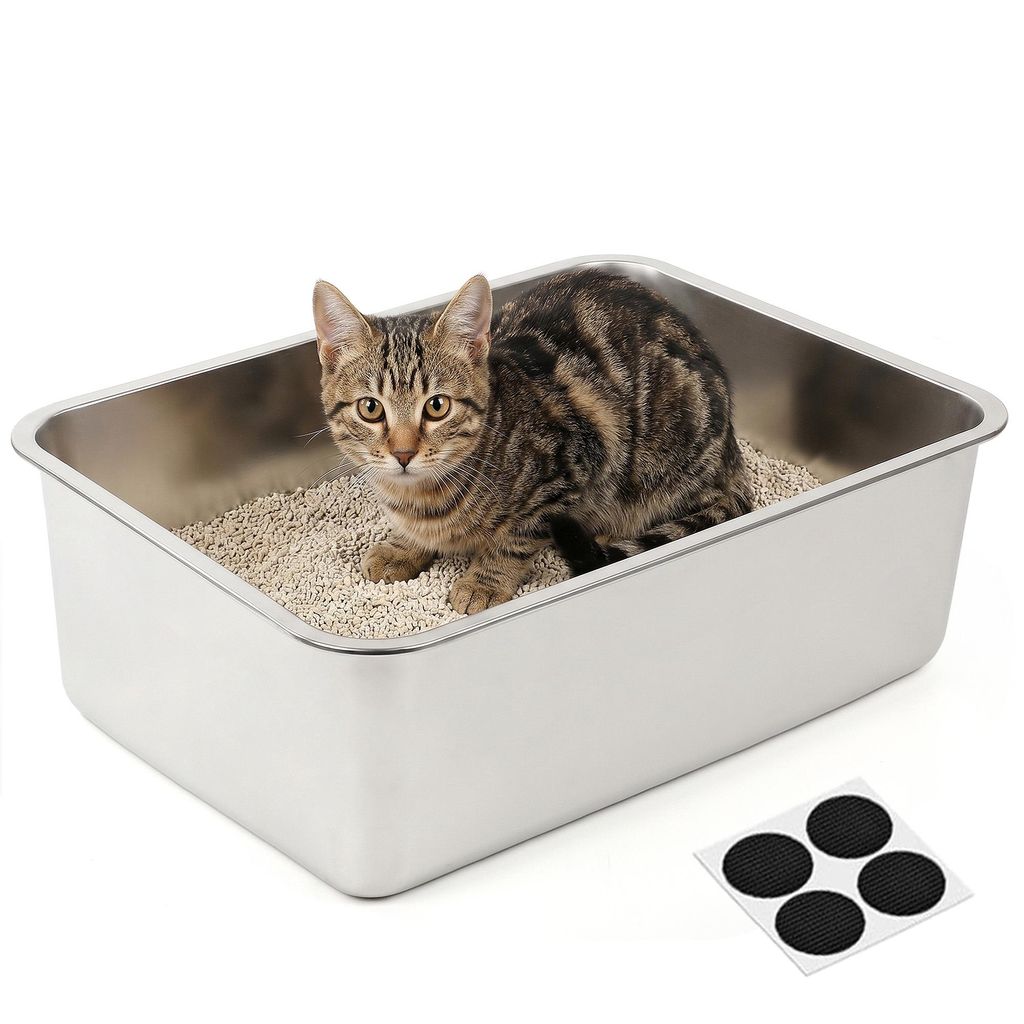 Litière pour chats de grande taille, en acier inoxydable, Image du produit 