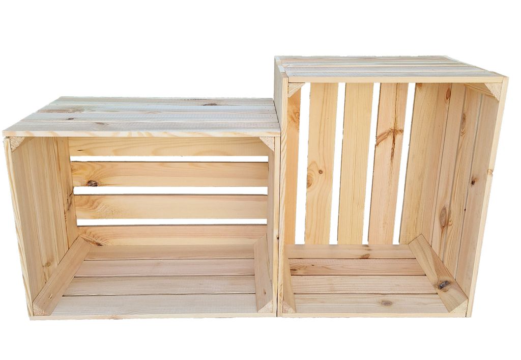 Obstkiste 50x40x30 cm 2er Set - Weinkiste Holzkiste als Schuhregal Möbelbau - Massivholz stabil