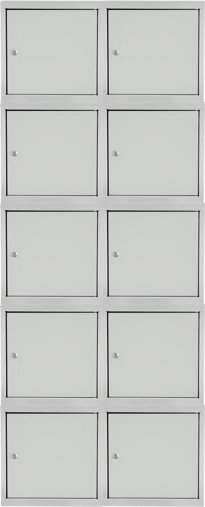 Mega Deal | 10x Schließfachwürfel Blocky mit Zylinderschloss + 2 Schlüssel | HxBxT 40x40x40cm | Lichtgrau