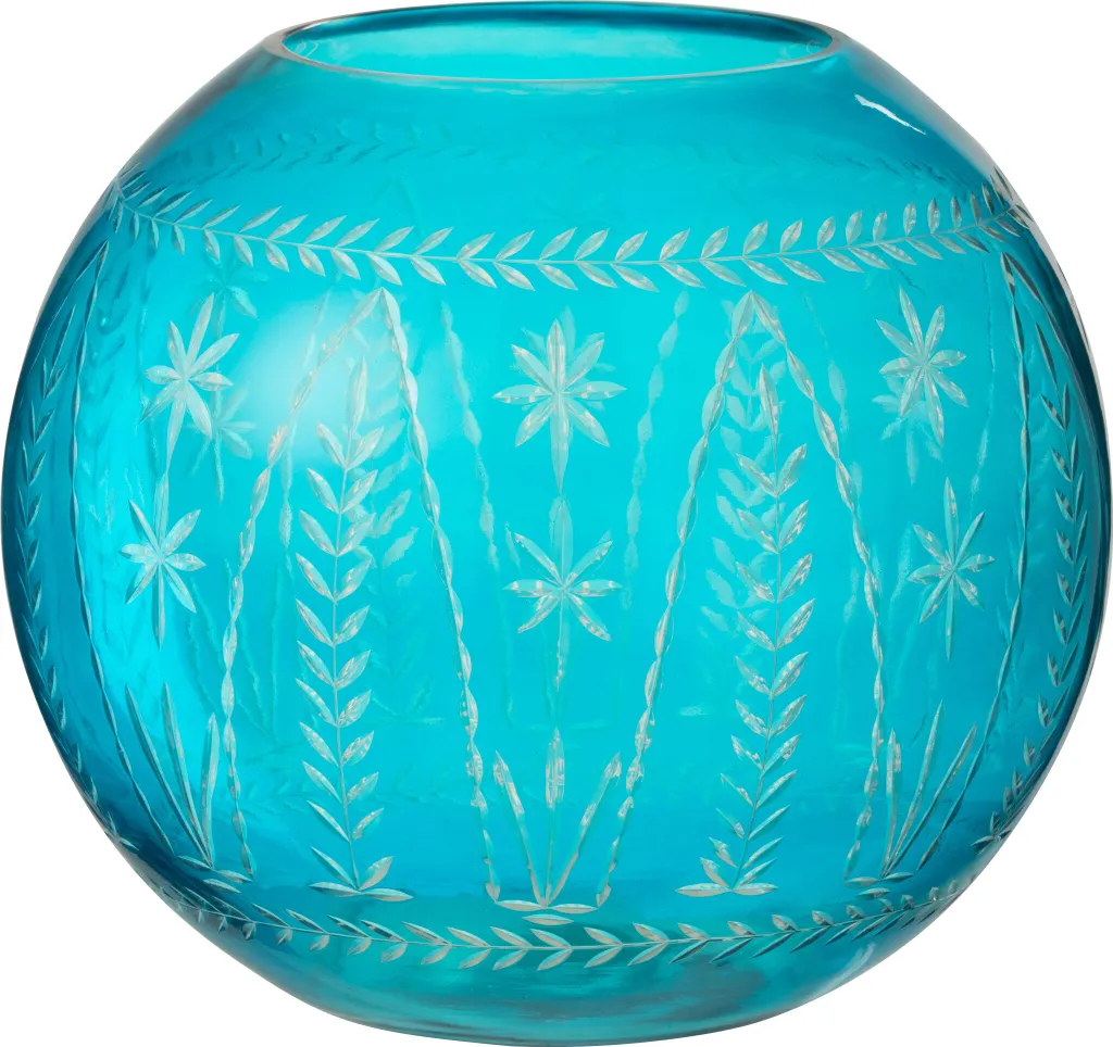 Vase Tarifa J-Line Rond Bleu Azur - Verre Transparent Haute Qualité