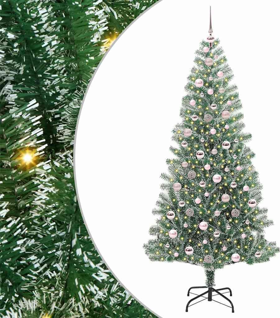 vidaXL Künstlicher Weihnachtsbaum beschneit mit LED Licht 210 cm