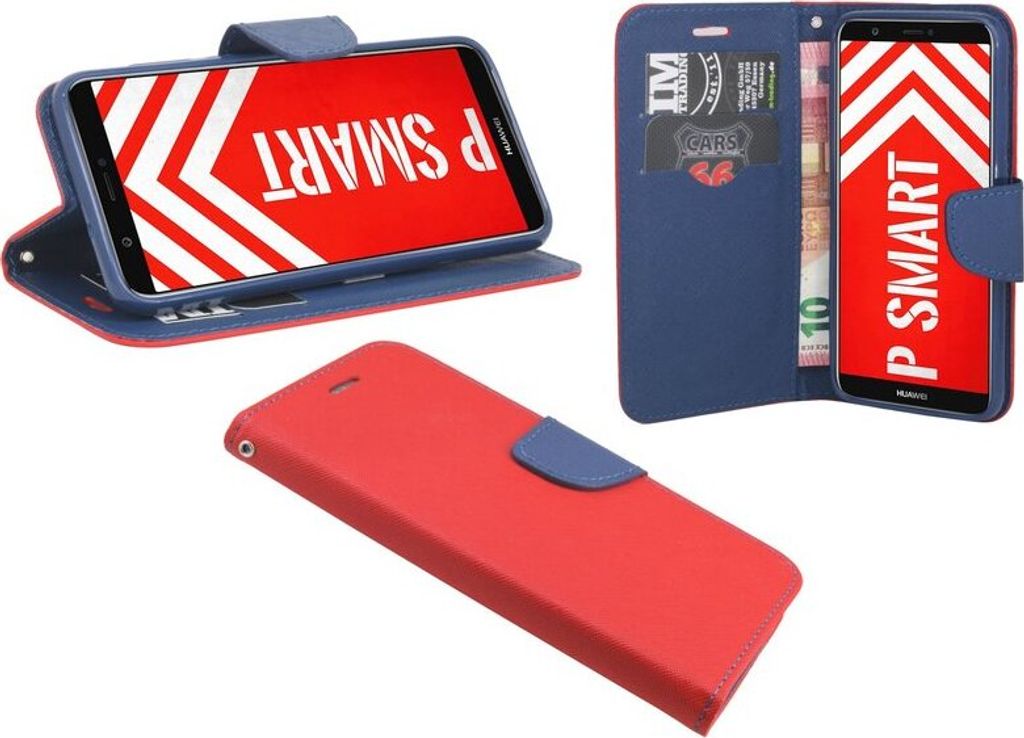 Huawei P Smart Handyhülle Tasche Flip Case Smartphone Schutzhülle Rot