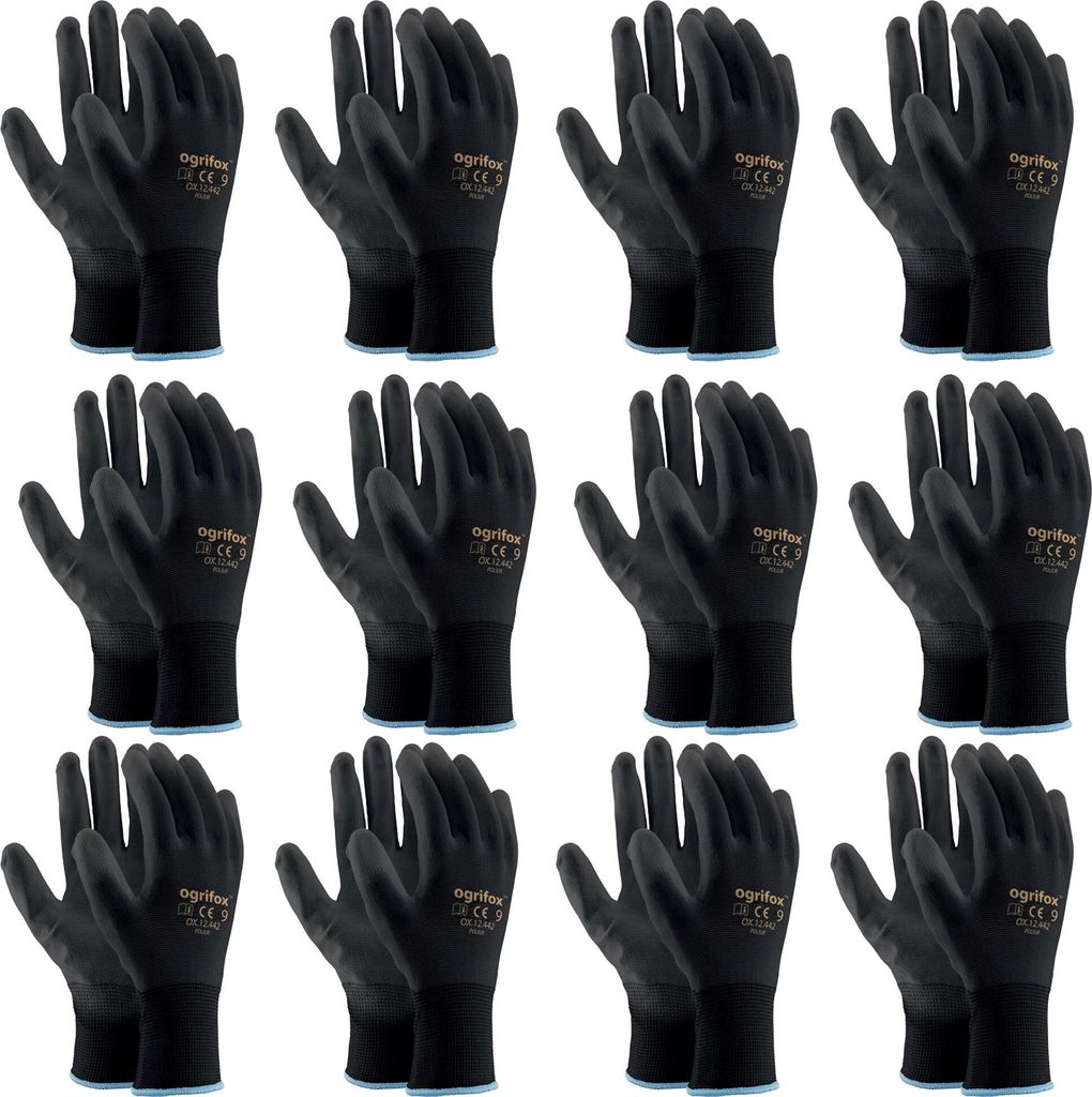 12x Arbeitshandschuhe Mechanikerhandschuhe L (9) Gartenhandschuhe Schutzhandschuhe Schwarz