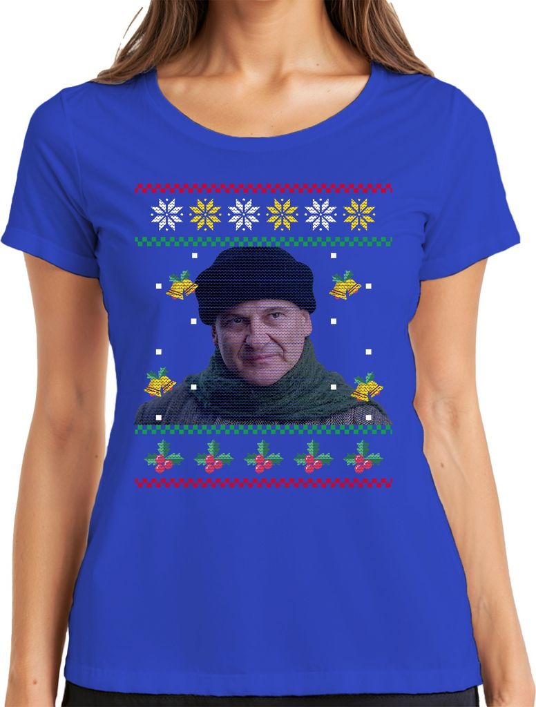 Harry Kevin Allein Zuhause - Weihnachtsgeschenk Ugly Christmas Sweater Weihnachten Damen T-Shirt, Blau, XL