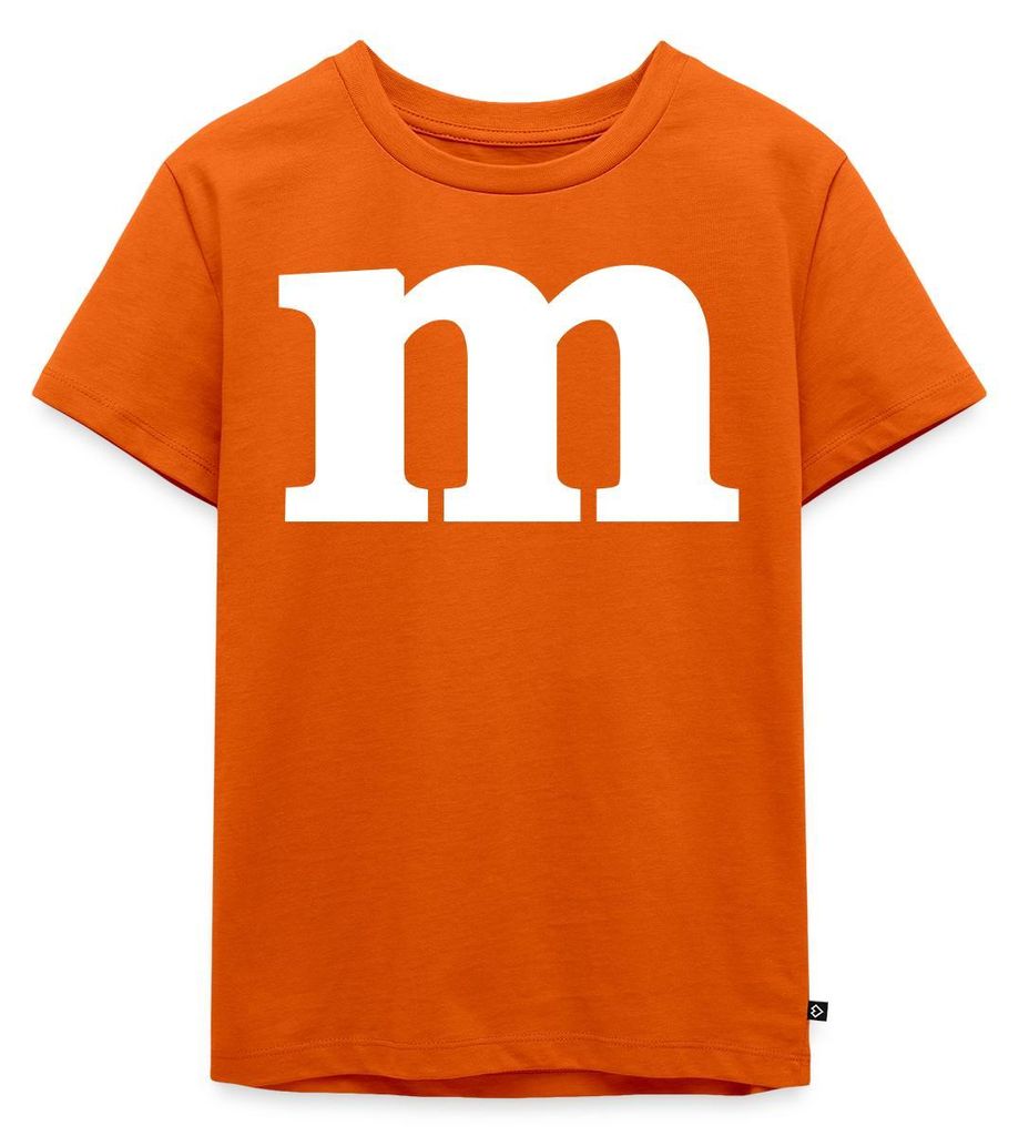 Spreadshirt Buchstabe M Kostüm Karneval Fasching Gruppen Kinder Premium T-Shirt, 110/116 (4 Jahre), Orange