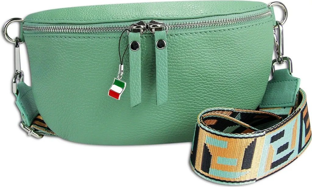 Sac banane cuir Florence vert multicolore mains libres sécurisé