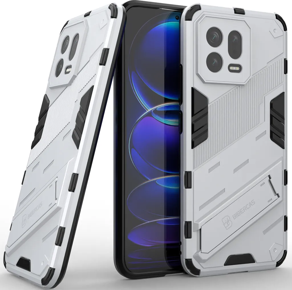 MEMELOKA Cover Per Xiaomi 13 – Custodia Militare Con Supporto Pieghevole, Doppio Strato TPU E PC, Nero - 3
