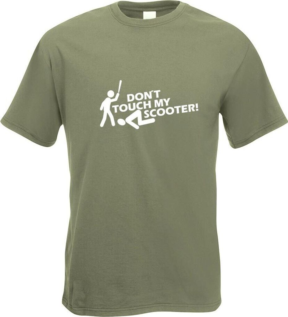 Kiwistar - T-Shirt - Olive - Dont Touch Scooter Design 2 Motiv Bedruckt Funshirt Design Print - mit Motiv Bedruckt - Funshirt Design - Sport - Frei...