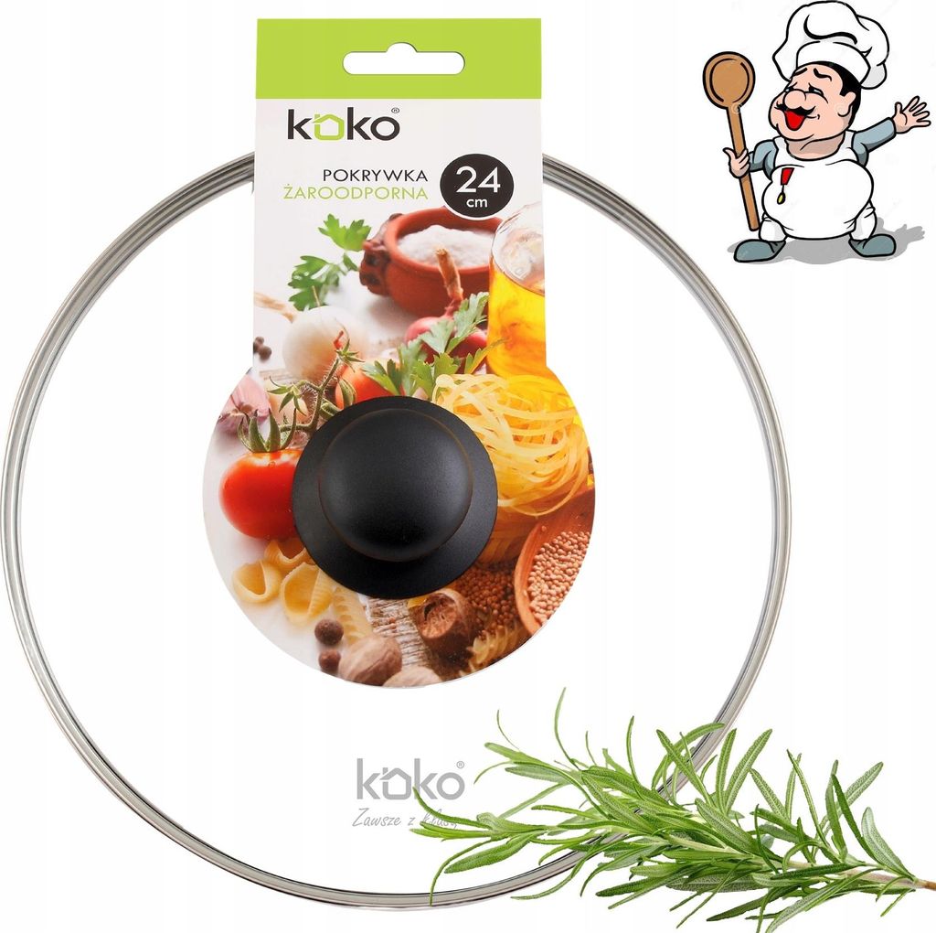 HITZEBESTÄNDIGER GLASDECKEL 24 cm DECKEL mit Knopf für KOKO POT BRATPFANNE